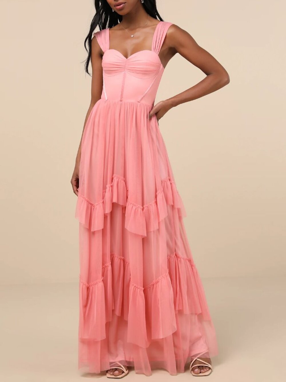 Lulu's Pink Tiered Maxi Dress